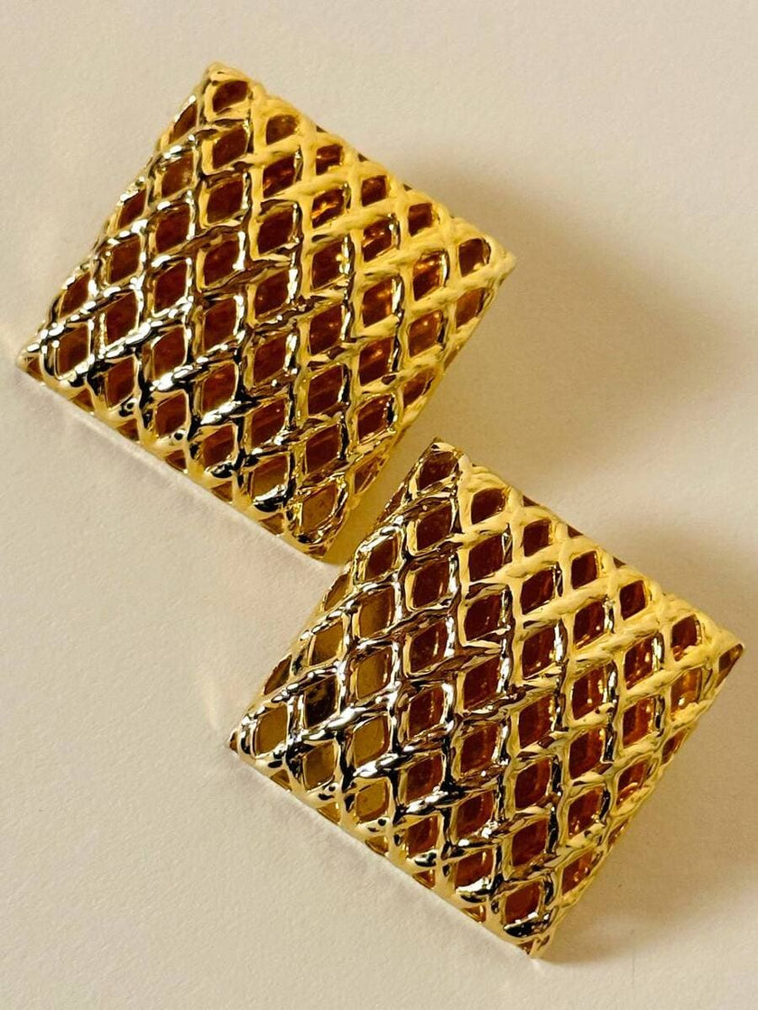 Maxi clip quadrate a gabbia oro “Kadria”