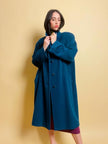 Maxi coat in pura lana color ottanio 