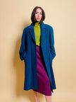 Maxi coat in pura lana color ottanio 