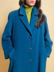 Maxi coat in pura lana color ottanio 