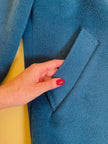 Maxi coat in pura lana color ottanio 