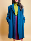 Maxi coat in pura lana color ottanio 