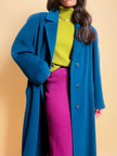 Maxi coat in pura lana color ottanio 