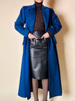 Maxi cappotto in lana color blu petrolio 