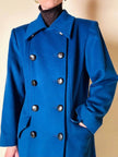 Maxi cappotto in lana color blu petrolio 