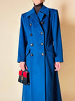 Maxi cappotto in lana color blu petrolio 