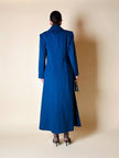 Maxi cappotto in lana color blu petrolio 