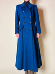 Maxi cappotto in lana color blu petrolio 