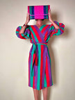 Maxi pochette in paglia a righe multicolor “Yves Saint Laurent”
