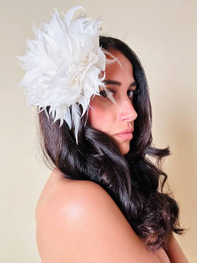 Broche/pince à plumes blanches