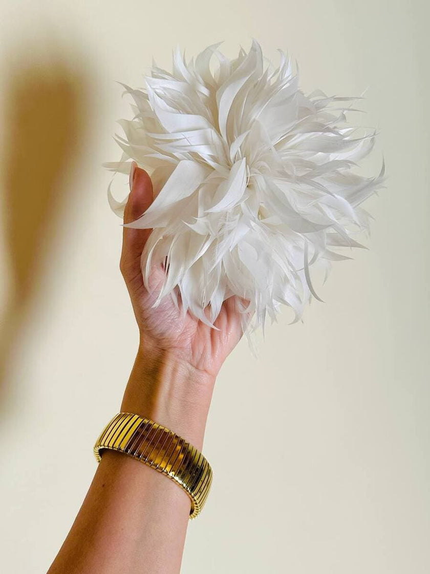 Broche/pince à plumes blanches