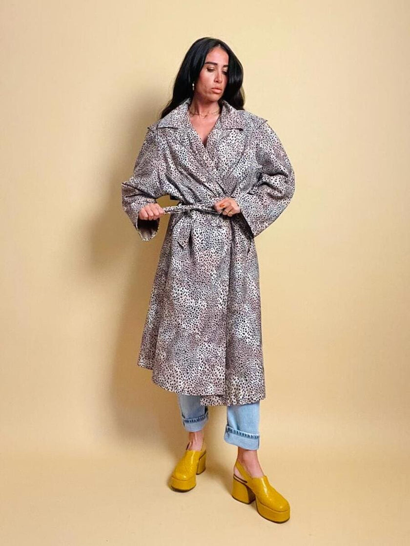Trench oversize fantasia micro leopardo 