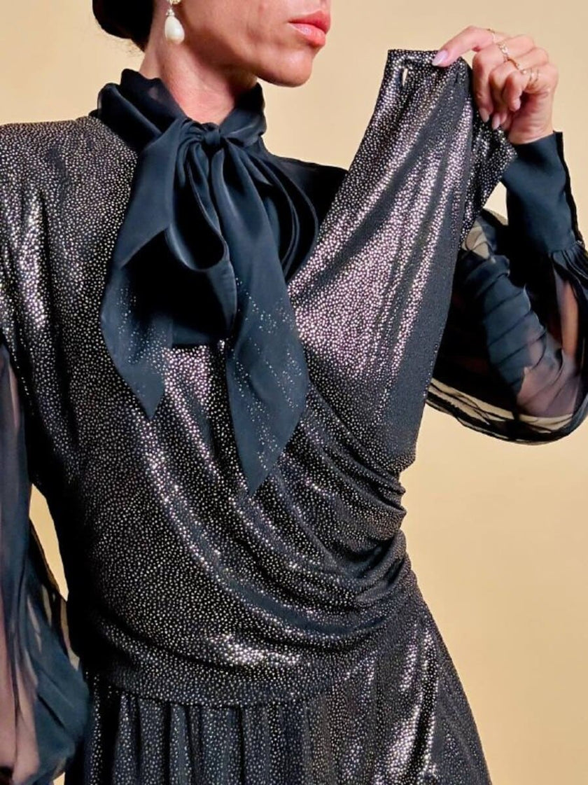 Jumpsuit in tessuto metallizzato color bronzo