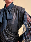 Jumpsuit in tessuto metallizzato color bronzo