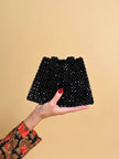 Mini bag di perline nere sfaccettate