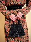 Mini bag di perline nere sfaccettate