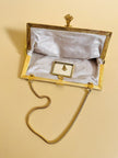 Mini bag in pelle laminata oro con specchietto incorporato
