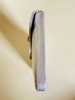 Mini bag in pelle argento con manico gioiello