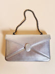 Mini bag in pelle argento con manico gioiello