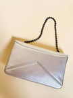 Mini bag in pelle argento con manico gioiello