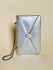 Mini bag in pelle argento con manico gioiello