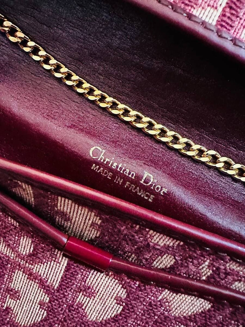 Borsa in tela Jacquard monogram oblique beige e bordò 