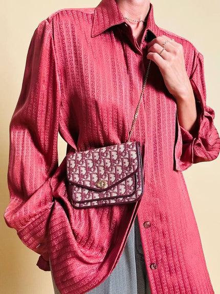 Borsa in tela Jacquard monogram oblique beige e bordò 