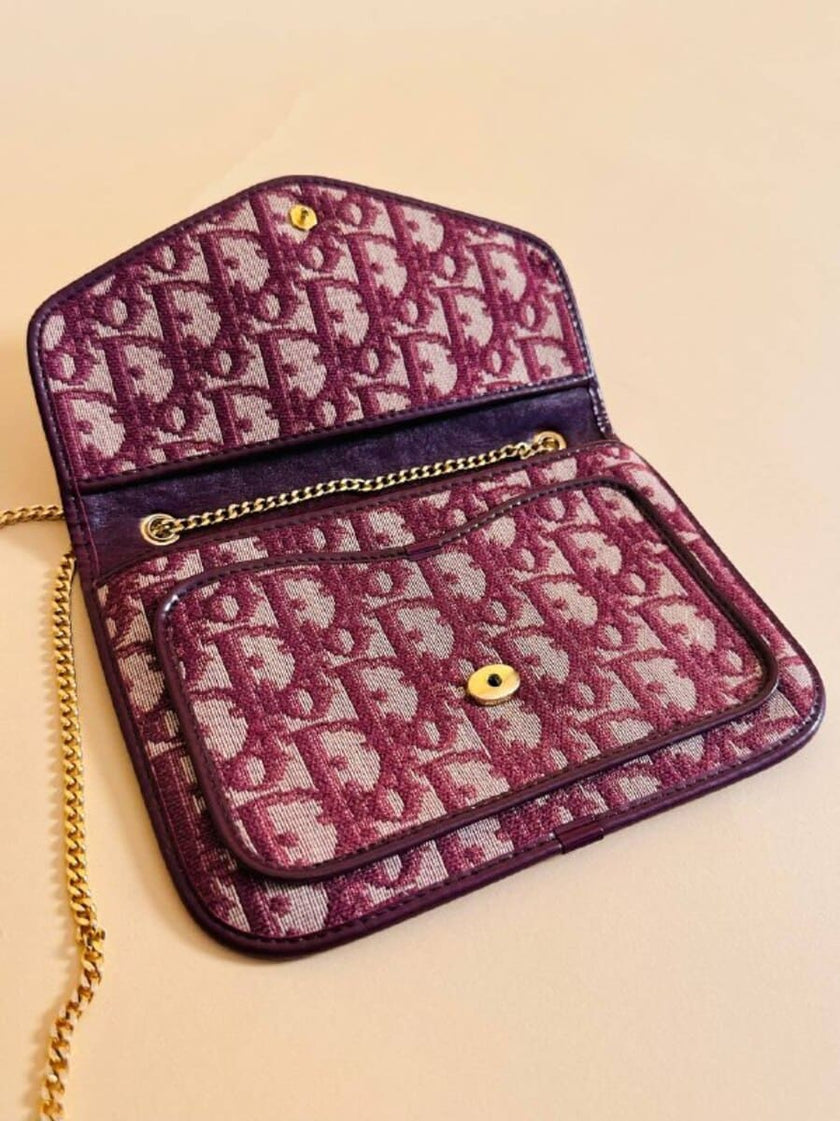 Borsa in tela Jacquard monogram oblique beige e bordò 
