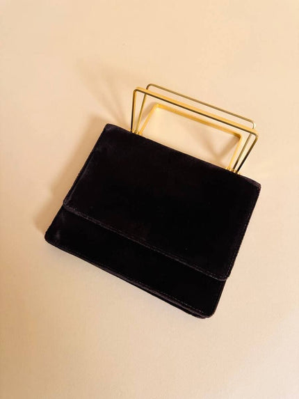 Mini bag in velluto cacao con manico design dotato