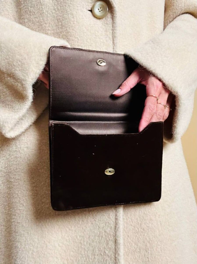 Mini bag in velluto cacao con manico design dotato