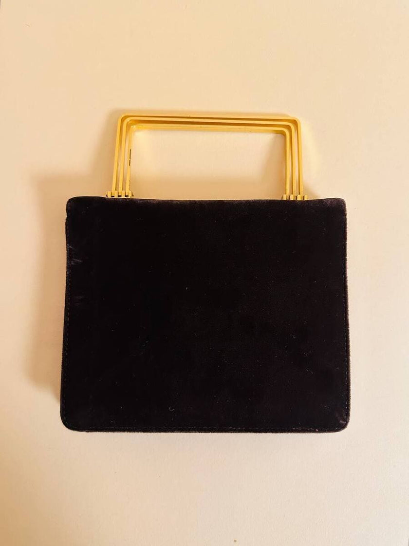 Mini bag in velluto cacao con manico design dotato