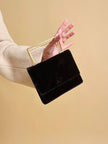 Mini bag in velluto cacao con manico design dotato