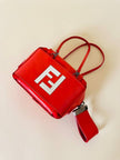Mini bag in vernice arancione con logo in specchio argento “Fendi”