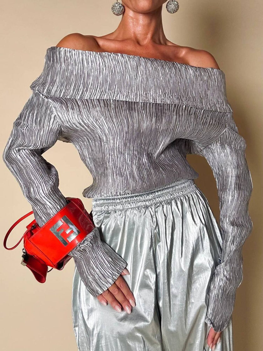 Mini bag in vernice arancione con logo in specchio argento “Fendi”