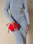 Mini bag in vernice arancione con logo in specchio argento “Fendi”