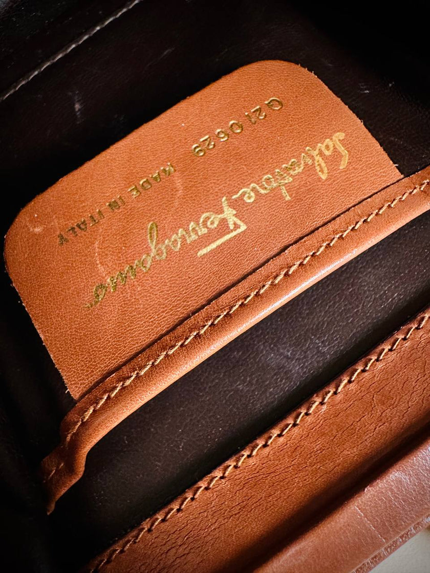 Mini bag in pelle stampa Tejus con manico a bracciale “Salvatore Ferragamo”