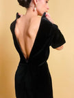 Mini dress in velluto nero con fibbia gioiello