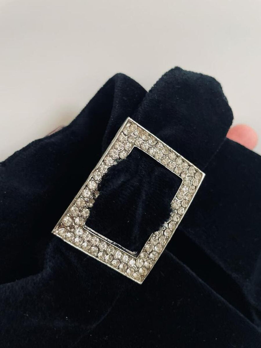 Mini dress in velluto nero con fibbia gioiello