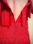 Mini dress rosso con frange a balze