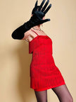 Mini dress rosso con frange a balze