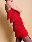 Mini dress rosso con frange a balze