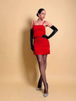 Mini dress rosso con frange a balze