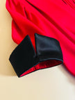 Mini dress rosso con riporti in seta nera 