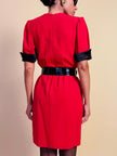Mini dress rosso con riporti in seta nera 