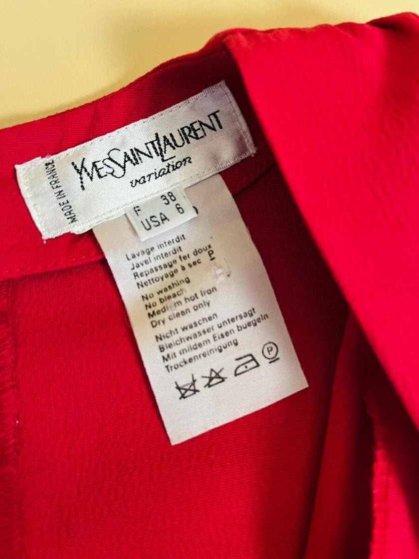 Mini dress rosso con riporti in seta nera 