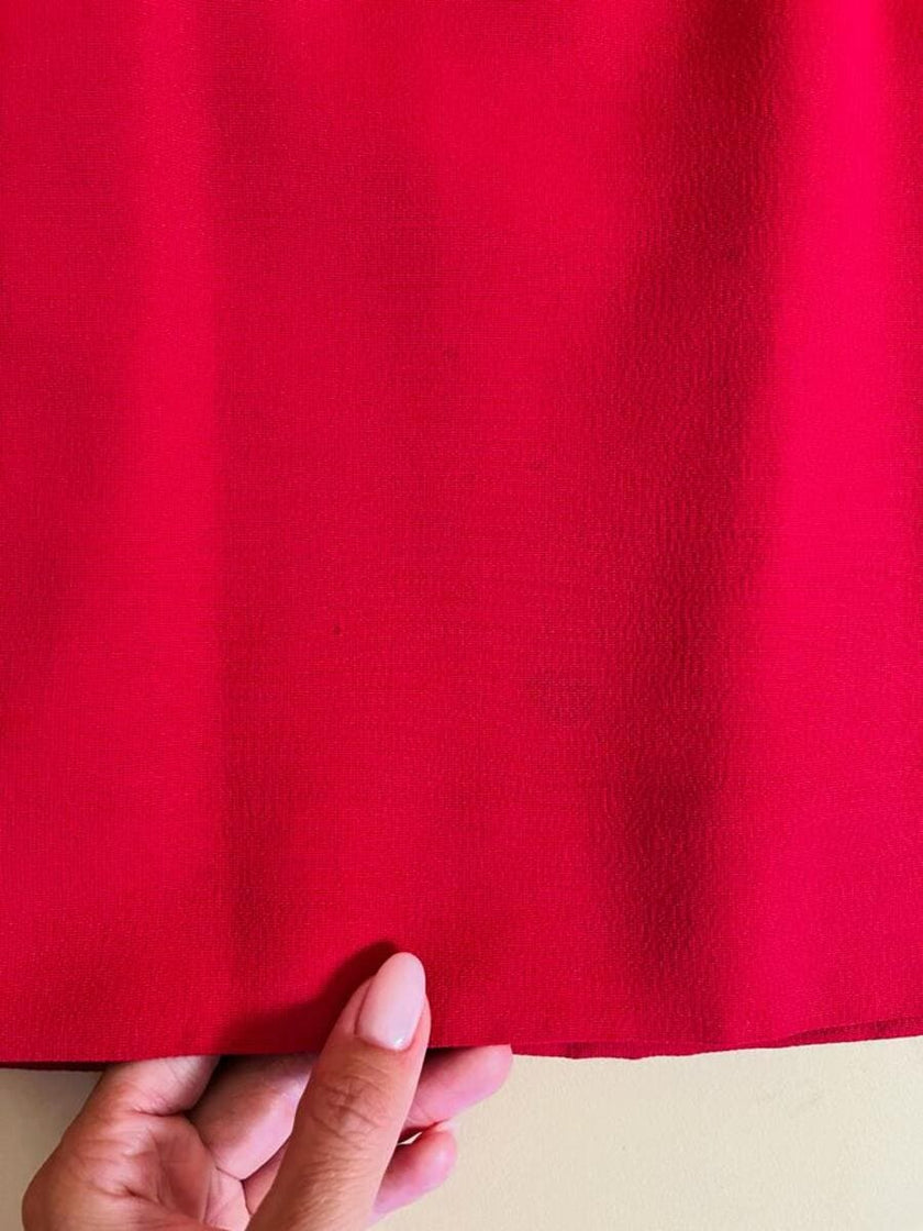 Mini dress rosso con riporti in seta nera 