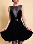 Mini dress sartoriale in velluto nero e organza