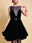 Mini dress sartoriale in velluto nero e organza
