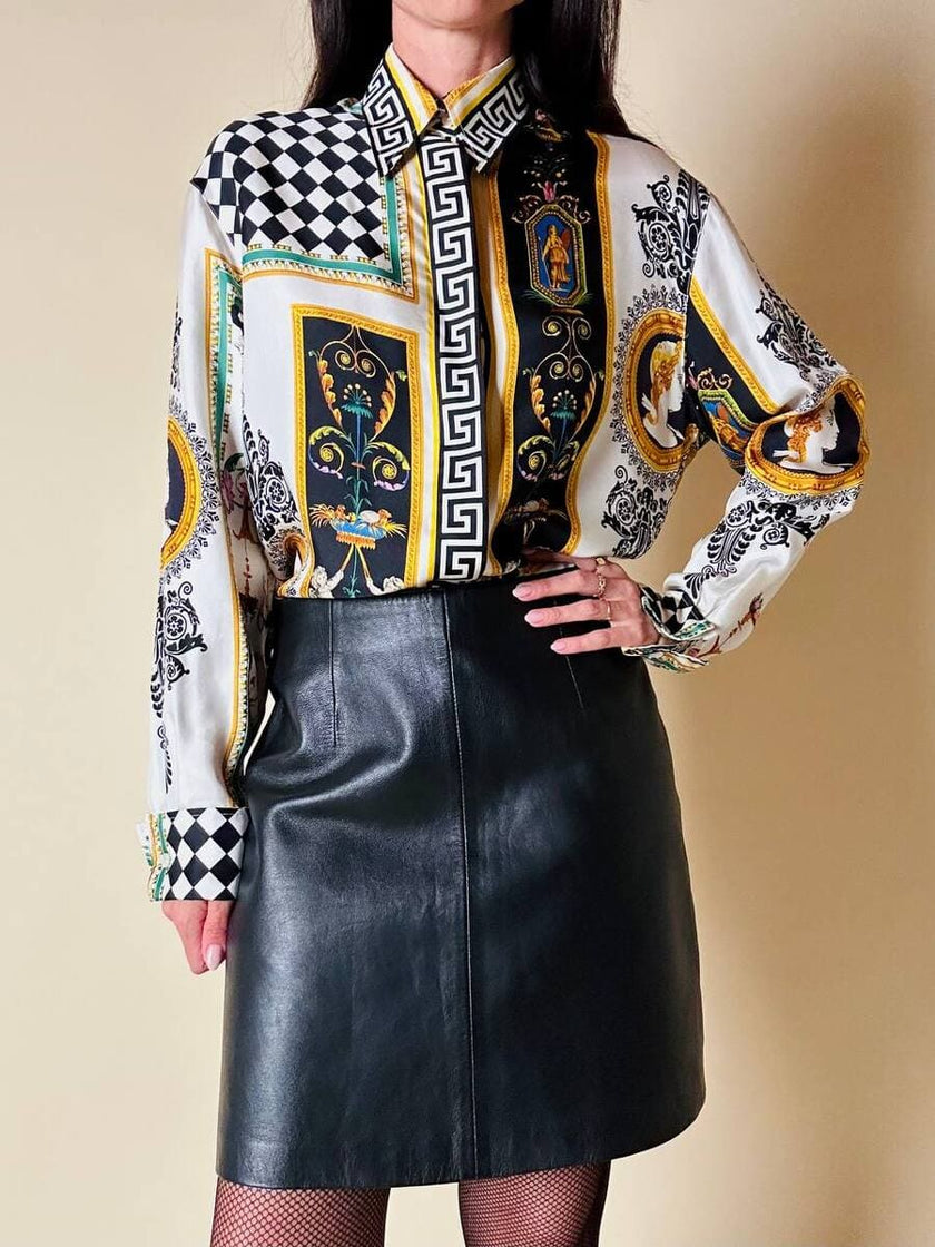Minigonna in pelle nera “Stefanel”