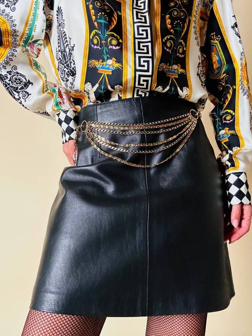 Minigonna in pelle nera “Stefanel”
